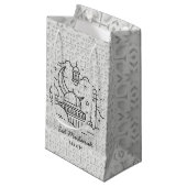 Line Art Happy EID Mubarak White Small Gift Bag Klein Cadeauzakje (Voorkant Gekanteld)