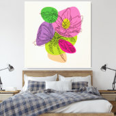 Line Art Hibiscus Flower met heldere spots Canvas Afdruk (Insitu (Slaapkamer))