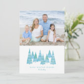 Line Art Holiday kerstbomen foto Kaart (Staand voorkant)