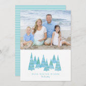 Line Art Holiday kerstbomen foto Kaart (Voorkant / Achterkant)