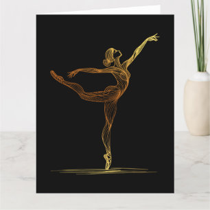 Line Art Illustratie van een Ballet vrouw Danser Bedankkaart