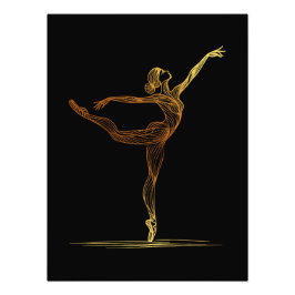 Line Art Illustratie van een Ballet vrouw Danser Foto Afdruk