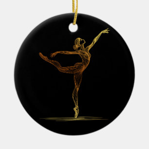 Line Art Illustratie van een Ballet vrouw Danser Keramisch Ornament