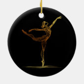 Line Art Illustratie van een Ballet vrouw Danser Keramisch Ornament (Achterkant)