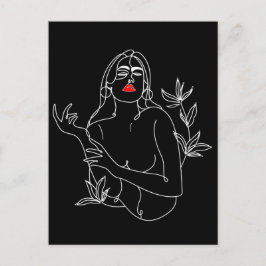 Line Art Illustration. Vrouw in zwart-wit Briefkaart