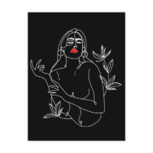 Line Art Illustration. Vrouw in zwart-wit