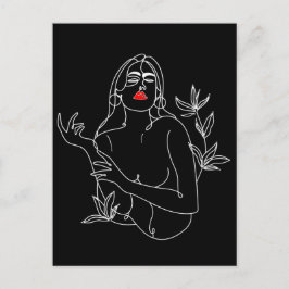 Line Art Illustration. Vrouw in zwart-wit Briefkaart