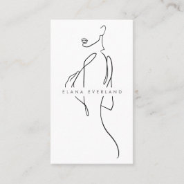 Line Art Ink Minimalist Woman Appointcard Afsprakenkaartje