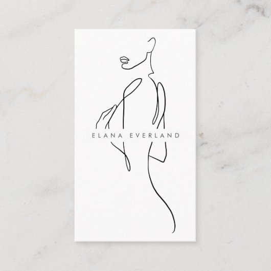 Line Art Ink Minimalist Woman Appointcard Afsprakenkaartje (Voorkant)