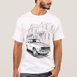 Line Art Klassieke Spier Auto T-shirt