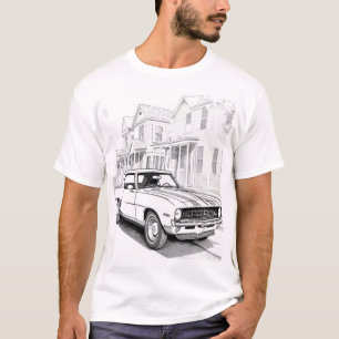 Line Art Klassieke Spier Auto T-shirt