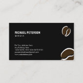 Line Art koffiekopje en bonen op zwart Visitekaartje (Achterkant)