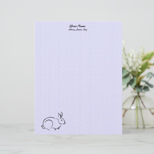 Line art konijn persoonlijk briefhoofd (Staand voorkant)