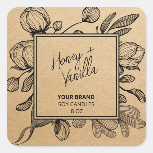 Line Art Kraft Soy Candle Labels (Voorkant)
