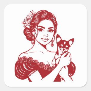 Line Art Latina Hispanic Heritage Month Vierkante Sticker