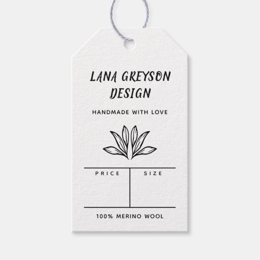 Line Art Leaves Handgemaakte Social Media Prijs Cadeaulabel (Voorkant)