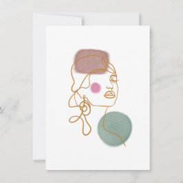 Line Art Mooie face-flat Wenskaart Kaart