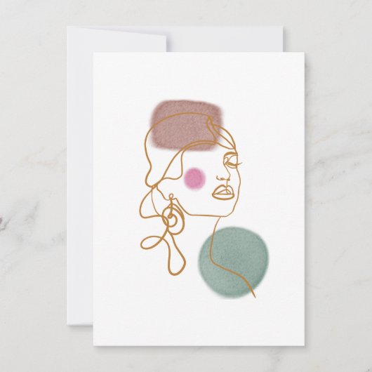 Line Art Mooie face-flat Wenskaart Kaart (Voorkant)