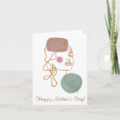 Line Art Mooie face-gevouwen Wenskaart Kaart (Voorkant)