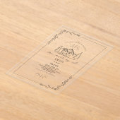 Line Art Mountain Bloemen Rustiek Huwelijk Acryl Uitnodigingen (Laagn)