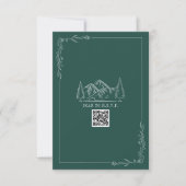 Line Art Mountains Emerald QR Code Weddenschap RSV RSVP Kaartje (Voorkant)