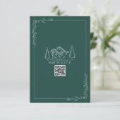 Line Art Mountains Emerald QR Code Weddenschap RSV RSVP Kaartje (Staand voorkant)