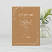 Line Art Mountains Goldenrod Wedding Save The Date (Staand voorkant)