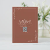 Line Art Mountains Terracotta QR Code Wedding RSVP Kaartje (Staand voorkant)
