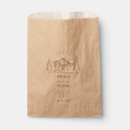 Line Art Mountains Terracotta Wedding Bedankzakje