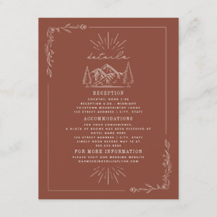Line Art Mountains Terracotta Wedding Details Encl Informatiekaartje
