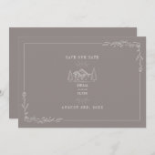 Line Art Mountains Wedding Amethyst Save The Date (Voorkant / Achterkant)