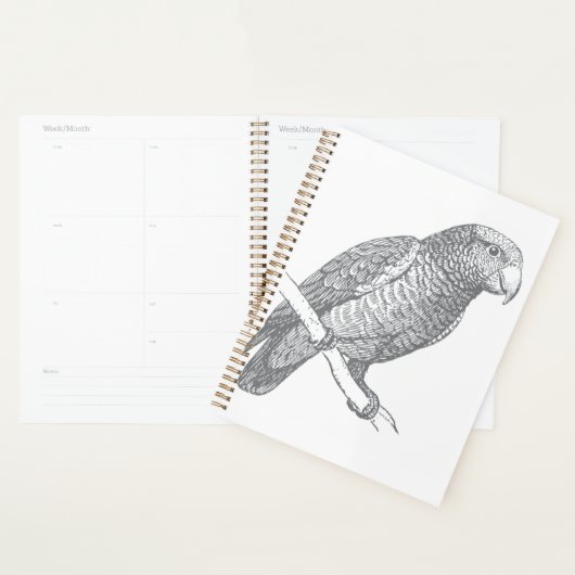 Line Art of Parrot (Gray) Fine Art Planner (Display)