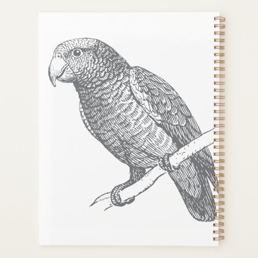 Line Art of Parrot (Gray) Fine Art Planner (Achterkant)