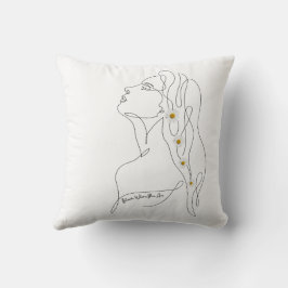 Line Art of Woman Bloom waar je bent Kussen