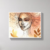 Line Art of Woman's Face 2 Uitgerekt Canvas Afdruk (Voorkant)