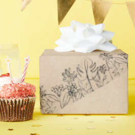  Line Art on Kraft Paper  Cadeaupapier