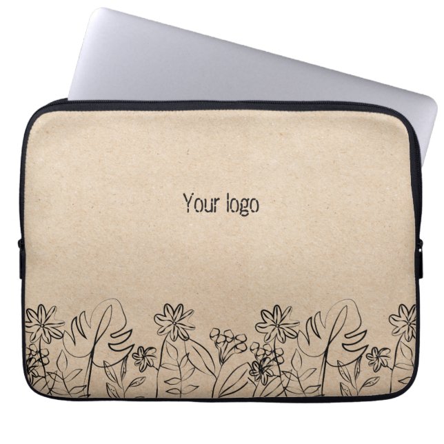  Line Art on Kraft Paper  Laptop Sleeve (Voorkant)