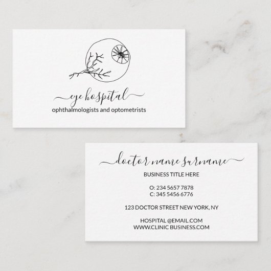 Line Art Oogarts oogartsen optometristen Visitekaartje (Voorkant / Achterkant)