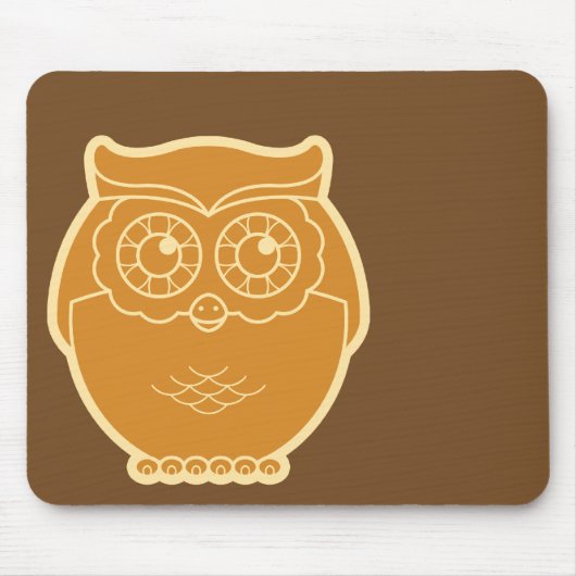 Line Art Owl Mousepad (bruine achtergrond) Muismat (Voorkant)