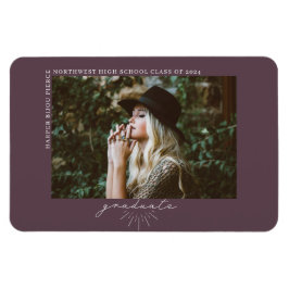 Line Art Paars Afstuderen Foto aankondiging Magneet