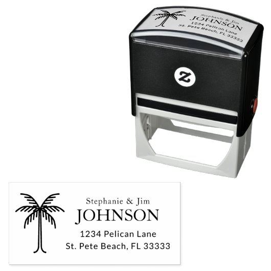 Line Art Palm Tree retouradres Zelfinktende Stempel (In situ)