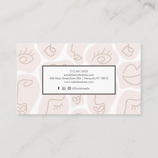 Line art pastel Beauty Hair Visitekaartje (Achterkant)
