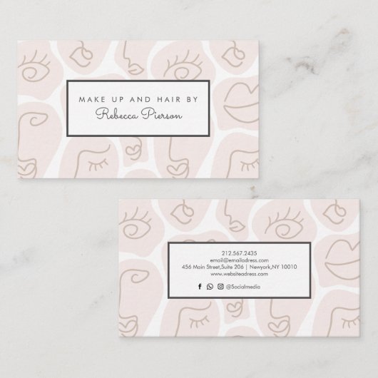 Line art pastel Beauty Hair Visitekaartje (Voorkant / Achterkant)