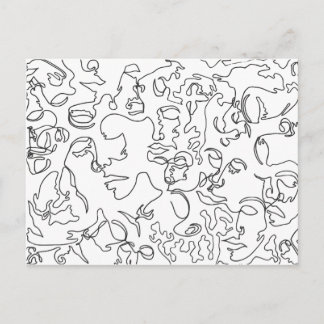 Line Art Postcard With Faces Briefkaart