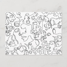 Line Art Postcard With Faces Briefkaart