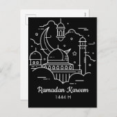 Line Art Ramadan Kareem - EID Mubarak-Briefkaart Feestdagenkaart (Voorkant / Achterkant)