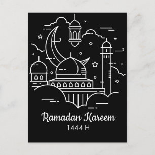 Line Art Ramadan Kareem - EID Mubarak-Briefkaart Feestdagenkaart
