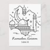Line Art Ramadan Kareem - EID Mubarak-Briefkaart Uitnodiging Briefkaart (Voorkant)