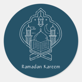 Line Art Ramadan Kareem - EID Mubarak-Stickers Ronde Sticker