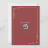 Line Art Rustic Barn Muted Red Wedding QR Kaart (Achterkant)